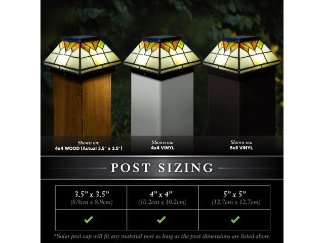 Classy Caps 5X5/4X4/3.5X3.5 Stained Glass Wellington Solar Post Cap - 2 Pack