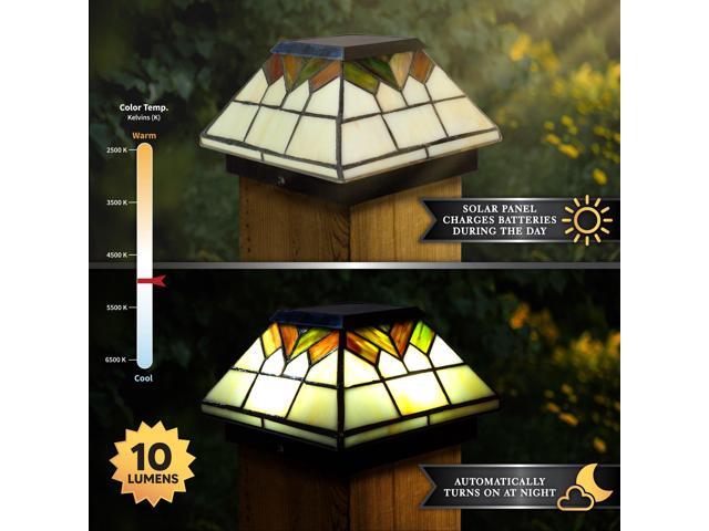 Classy Caps 5X5/4X4/3.5X3.5 Stained Glass Wellington Solar Post Cap - 2 Pack