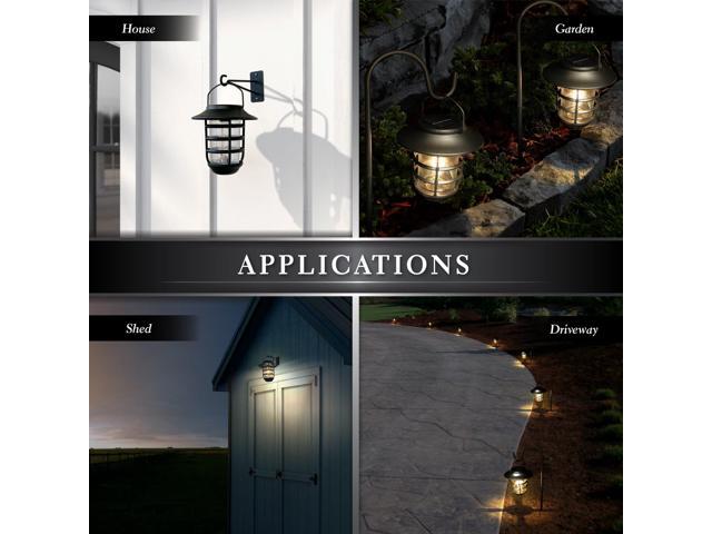 Classy Caps Black Aluminum Nottingham Solar Hanging Coach Light - 2 Pack