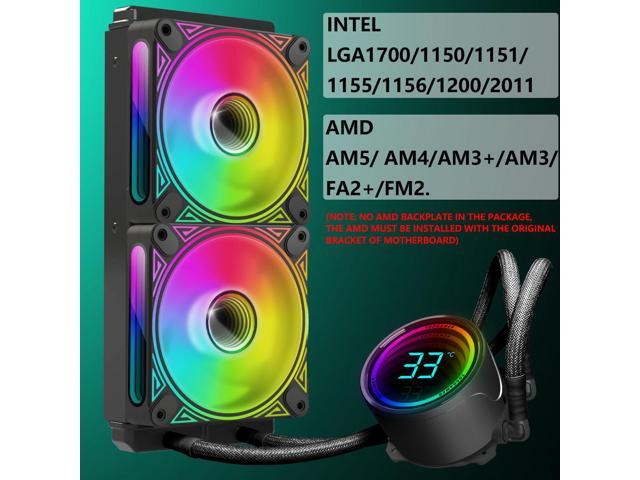 240mm CPU Liquid Cooler,Water Cooler with Temperature Display Screen,240mm Radiator ARGB & PWM Case Fans,LGA115X/1200/1700/1366/2011 / 2066, AM5 /...