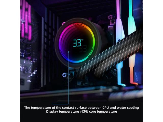 240mm CPU Liquid Cooler,Water Cooler with Temperature Display Screen,240mm Radiator ARGB & PWM Case Fans,LGA115X/1200/1700/1366/2011 / 2066, AM5 /...