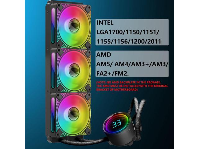 360mm CPU Liquid Cooler,Water Cooler with Temperature Display Screen,360mm Radiator ARGB & PWM Case Fans,LGA115X/1200/1700/1366/2011 / 2066, AM5 /...