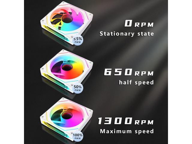 RGB Fans:6 pack 120mm PWM ARGB Case Fan with Fan Hub and Remote,Speed Control,PWM Control Fan for Computer Case and Liquid Cooling System White