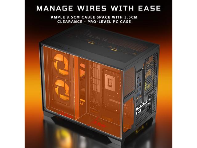 UTLGAMENG Micro-ATX Gaming PC Case with 270° View Tempered Glass, Pre-Installed 3 PWM ARGB Fans & Magnetic Filter, Supports 420mm GPU and 360mm AIO...