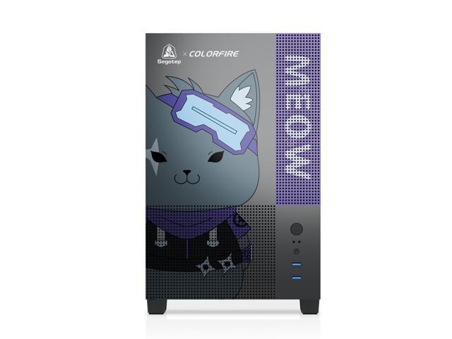 Segotep Memphis-S Ninja Meow M-ATX Gaming PC Case with Lightning Panel, Tempered Glass Panels, Support 40 Series GPU, USB 3.0, and 240MM Radiator -...
