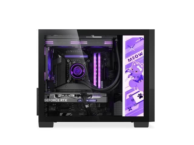 Segotep Memphis-S Ninja Meow M-ATX Gaming PC Case with Lightning Panel, Tempered Glass Panels, Support 40 Series GPU, USB 3.0, and 240MM Radiator -...