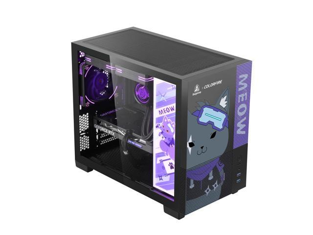 Segotep Memphis-S Ninja Meow M-ATX Gaming PC Case with Lightning Panel, Tempered Glass Panels, Support 40 Series GPU, USB 3.0, and 240MM Radiator -...