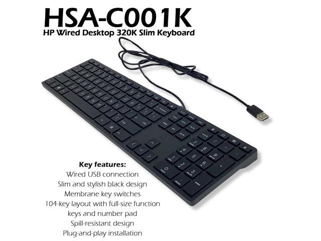 HP Smart Buy Wired 320K Slim Keyboard Black 108 Keys USB-A HSA-C001K L96909-001