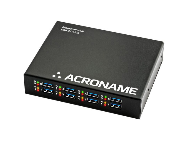 Acroname USBHub3+ 9-Port Programmable Industrial USB Hub Dock 3.2 Gen 1, 5Gbps, Per-Port Power Control & Monitoring, 5A Fast Charge, DIN Rail, ESD...