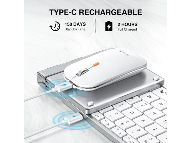 ProtoArc XKM01 Foldable Bluetooth Keyboard and Mouse for Business and Travel White Silver