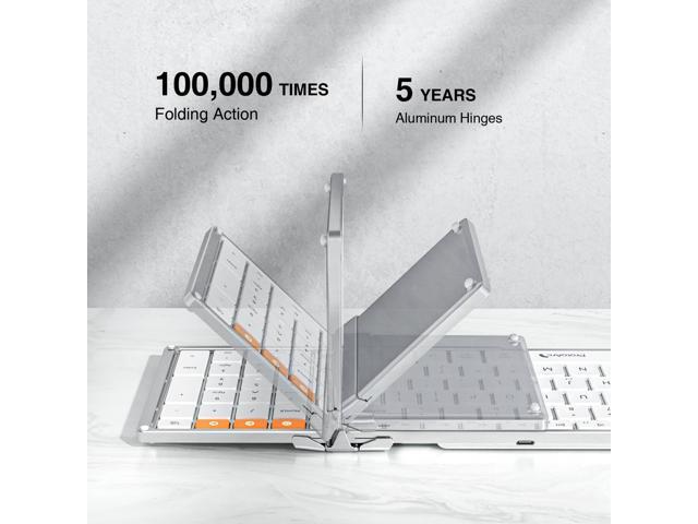 ProtoArc XKM01 Foldable Bluetooth Keyboard and Mouse for Business and Travel White Silver