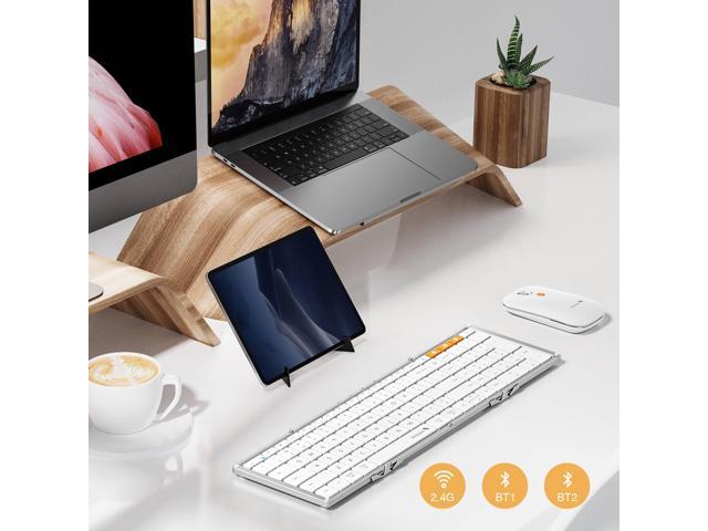 ProtoArc XKM01 Foldable Bluetooth Keyboard and Mouse for Business and Travel White Silver