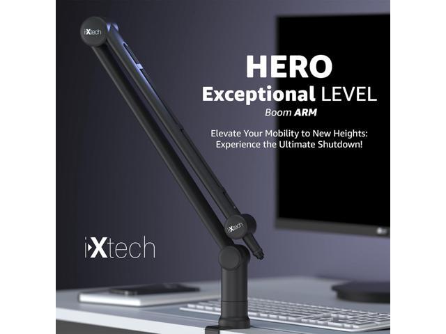 IXTECH Boom Arm - Adjustable 360 Rotatable Microphone Arm - Sturdy Stainless Steel Mic Arm Desk, Table Stand - Foldable Scissor Arm - Stable...