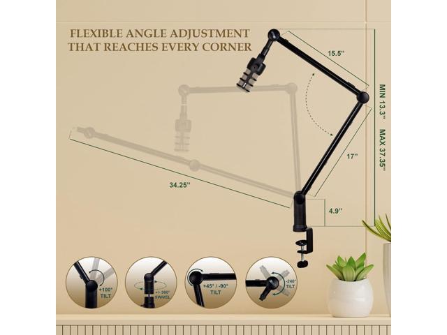 IXTECH Microphone Boom Arm with Desk Mount, 360° Rotatable, Adjustable and Foldable Scissor Mounting for Podcast, Video Gaming, Radio and Studio...