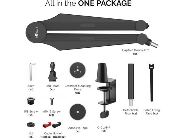 IXTECH Microphone Boom Arm Mic Arm for Blue Yeti Shure Sm7b Hyperx QuadCast Rode At2020 and Fifine Mic Stand for Gaming Podcasting and Streaming...