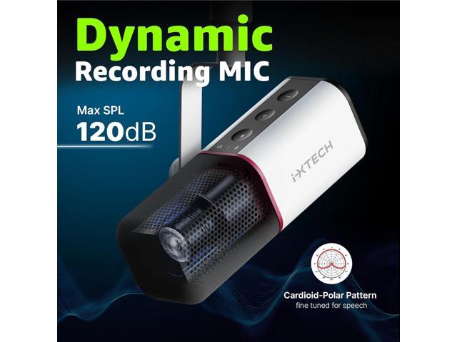 IXTECH Cardioid Dynamic Microphone with Mic Cover, Vocal USB XLR Microphone for Podcasting, Streaming, Recording, Gaming and Voice-Over (Black) White