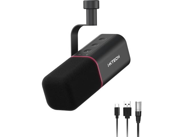 IXTECH Cardioid Dynamic Microphone with Mic Cover, Vocal USB XLR Microphone for Podcasting, Streaming, Recording, Gaming and Voice-Over (Black)