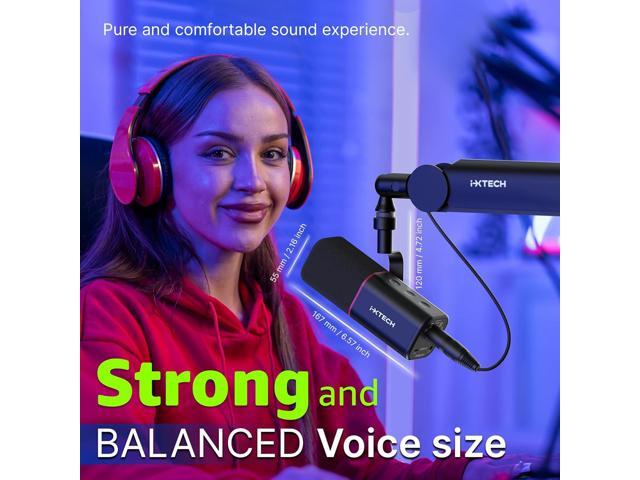IXTECH Cardioid Dynamic Microphone with Mic Cover, Vocal USB XLR Microphone for Podcasting, Streaming, Recording, Gaming and Voice-Over (Black)