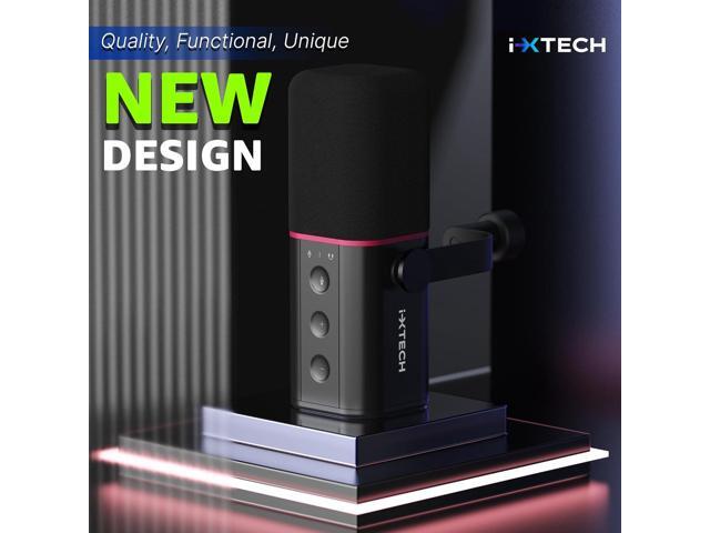 IXTECH Cardioid Dynamic Microphone with Mic Cover, Vocal USB XLR Microphone for Podcasting, Streaming, Recording, Gaming and Voice-Over (Black)