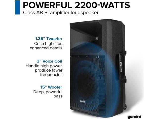 Gemini GSP-2200 15 Powered PA Speaker System with Bluetooth Mic 2200W Big DJ Speaker for Events and Parties - image 12