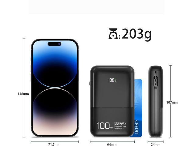 JONKUU Mini Power Bank 10000mAh with Built in Cables 22.5W PD USB C Ultra-Fast Large Capacity Portable Charger Compatible with iPhone Samsung...