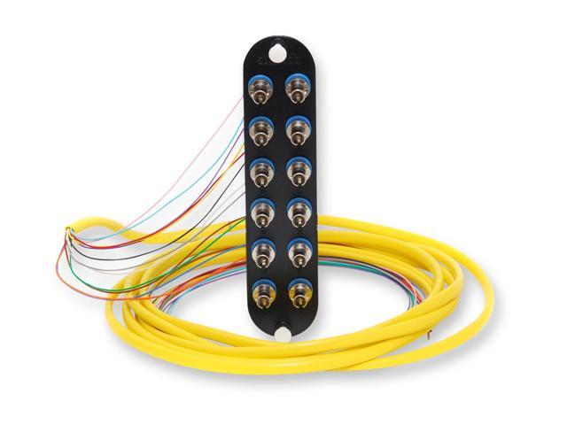 Corning CCH-CP12-6T-P03RH Pigtailed Fiber Optic Panel with 12 ST Simplex OS2 SM Singlemode Adapters, UPC Polish