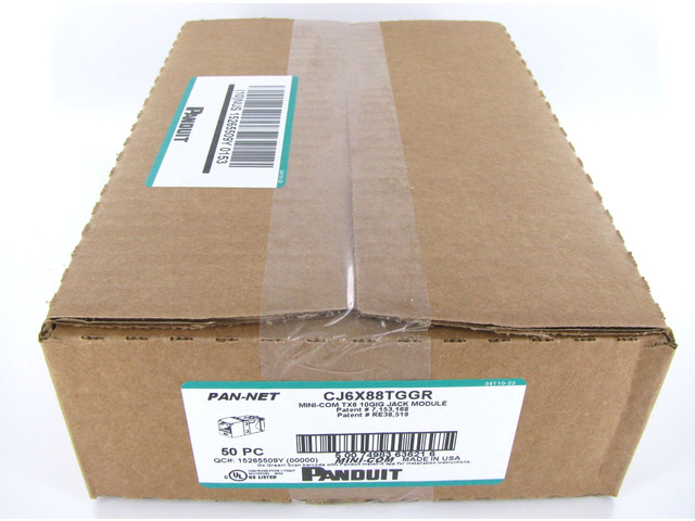 Panduit CJ6X88TGGR Cat6a 10 Gig Mini-Com Jack Module, Green, Box of 50