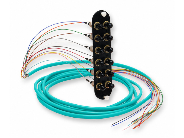 Corning CCH-CP12-H3-P03SH Pigtailed Fiber Adapter Panel, 12 Fiber ST 50um Multimode MM OM4