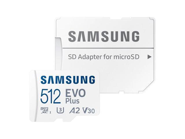 samsung evo plus microsd sdxc u3 class 10 a2 memory card 130mb/s with sd adapter 2021 (512gb)