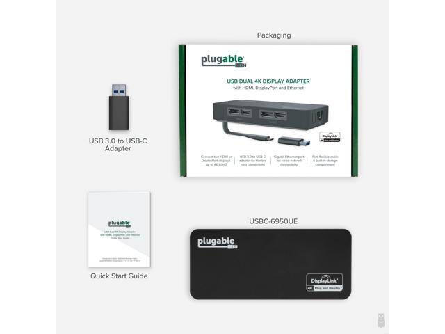 Plugable USB 3.0 and USB-C 4K DisplayPort and HDMI Dual Monitor Adapter with Ethernet - image 10