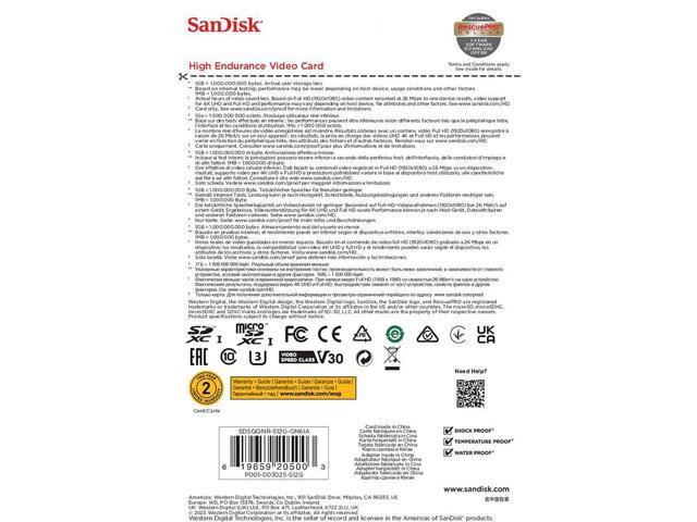 SanDisk 512GB High Endurance Video microSDXC Card with Adapter for Dash Cam and Home Monitoring Systems - C10, U3, V30, 4K UHD, Micro SD Card - 100...