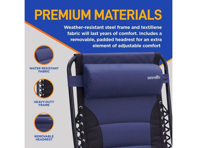 SereneLife Outdoor Adjustable and Foldable Padded Zero Gravity Lawn Chair - Adjustable Recliner with Removable Plastic Cup Holder Side Table and...