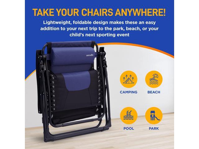 SereneLife Outdoor Adjustable and Foldable Padded Zero Gravity Lawn Chair - Adjustable Recliner with Removable Plastic Cup Holder Side Table and...