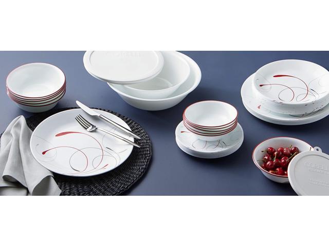 Corelle Vitrelle 78-Piece Service for 12 Dinnerware Set, Triple Layer Glass and Chip Resistant, Lightweight Round Plates and Bowls Set, Splendor