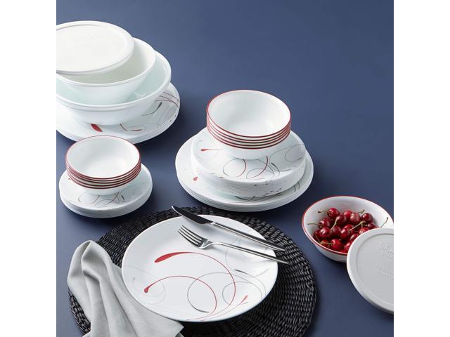 Corelle Vitrelle 78-Piece Service for 12 Dinnerware Set, Triple Layer Glass and Chip Resistant, Lightweight Round Plates and Bowls Set, Splendor