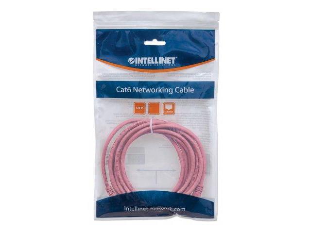 Intellinet Network Cable, Cat6, UTP, RJ45 Male / RJ45 Male, 22.5 m (75 ft.), Pink
