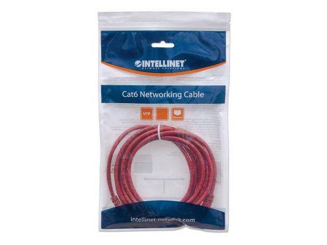 Intellinet Network Cable, Cat6, UTP, RJ45 Male / RJ45 Male, 22.5 m (75 ft.), Red