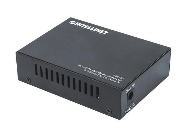 Intellinet 10GBase-T to 10GBase-R Media Converter, 1 x 10 GB SFP+ Slot, 1 x 10GB RJ45 Port