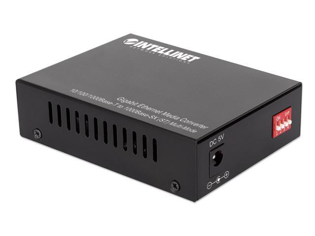 Intellinet Gigabit Ethernet Media Converter, 10/100/1000Base-T to 1000Base-SX (ST) Multi-Mode, 550 m (1,800 ft.), Autonegotiation