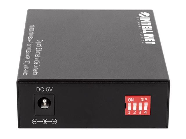 Intellinet Gigabit Ethernet Media Converter, 10/100/1000Base-T to 1000Base-SX (SC) Multi-Mode, 550 m (1,800 ft.), Autonegotiation