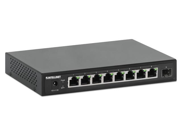 Intellinet 9-Port Switch with 8 x 2.5G Ethernet Ports and 1 SFP+ Uplink, Eight 10/100/1000/2500 Mbps RJ45 Ports, One 10G SFP+ Open Slot, Unmanaged,...