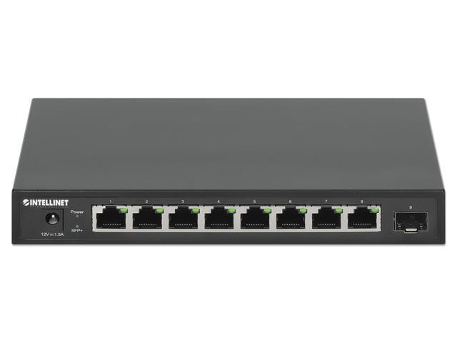 Intellinet 9-Port Switch with 8 x 2.5G Ethernet Ports and 1 SFP+ Uplink, Eight 10/100/1000/2500 Mbps RJ45 Ports, One 10G SFP+ Open Slot, Unmanaged,...