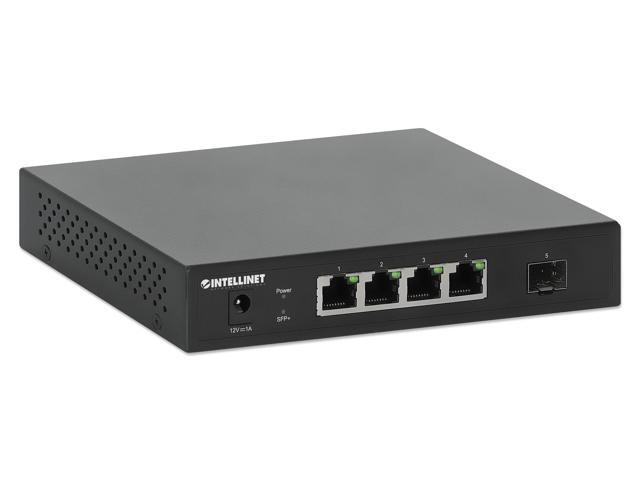 Intellinet 5-Port Switch with 4 x 2.5G Ethernet Ports and 1 SFP+ Uplink, Four 10/100/1000/2500 Mbps RJ45 Ports, One 10G SFP+ Open Slot, Unmanaged,...