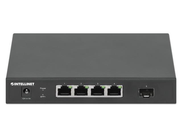 Intellinet 5-Port Switch with 4 x 2.5G Ethernet Ports and 1 SFP+ Uplink, Four 10/100/1000/2500 Mbps RJ45 Ports, One 10G SFP+ Open Slot, Unmanaged,...