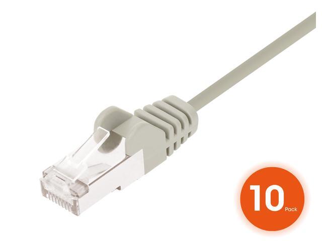 Intellinet Cat8.1 U/FTP Slim Network Patch Cable, 5 ft., Gray, 10-Pack, 40G, 2 GHz, 100% Copper, 30 AWG, RJ45, Stranded, Snag-free, Gold-plated...