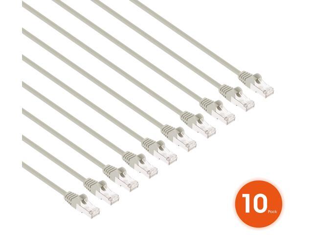 Intellinet Cat8.1 U/FTP Slim Network Patch Cable, 10 ft., Gray, 10-Pack, 40G, 2 GHz, 100% Copper, 30 AWG, RJ45, Stranded, Snag-free, Gold-plated...