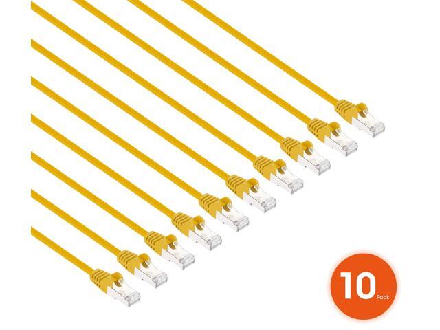 Intellinet Cat8.1 U/FTP Slim Network Patch Cable, 5 ft., Yellow, 10-Pack, 40G, 2 GHz, 100% Copper, 30 AWG, RJ45, Stranded, Snag-free, Gold-plated...