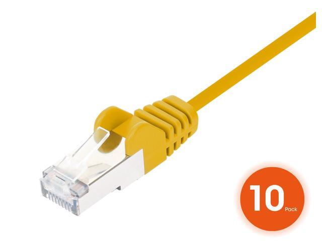 Intellinet Cat8.1 U/FTP Slim Network Patch Cable, 10 ft., Yellow, 10-Pack, 40G, 2 GHz, 100% Copper, 30 AWG, RJ45, Stranded, Snag-free, Gold-plated...