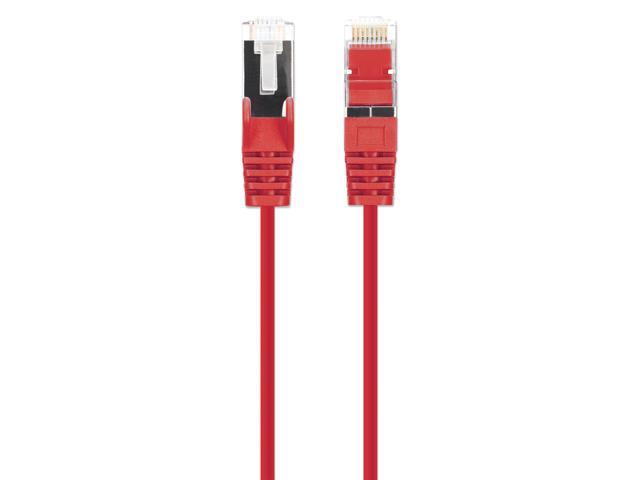 Intellinet Cat8.1 U/FTP Slim Network Patch Cable, 1.5 ft., Red, 10-Pack, 40G, 2 GHz, 100% Copper, 30 AWG, RJ45, Stranded, Snag-free, Gold-plated...