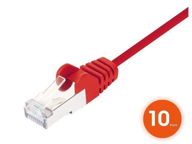 Intellinet Cat8.1 U/FTP Slim Network Patch Cable, 5 ft., Red, 10-Pack, 40G, 2 GHz, 100% Copper, 30 AWG, RJ45, Stranded, Snag-free, Gold-plated...